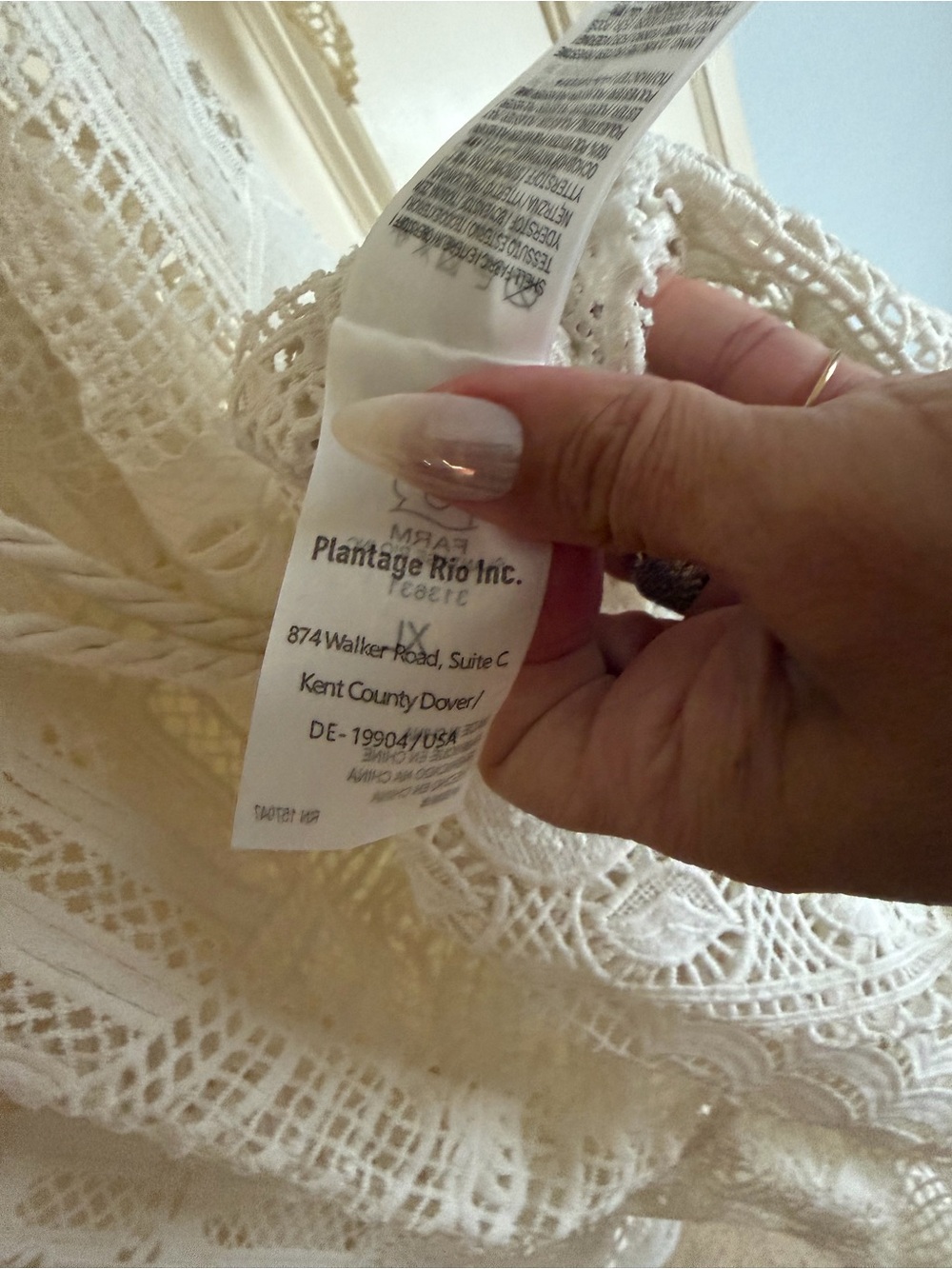 Farm Rio Cream Lace Morada Guipure Crochet Maxi Dress with Tie Waist - Picture 6 of 13